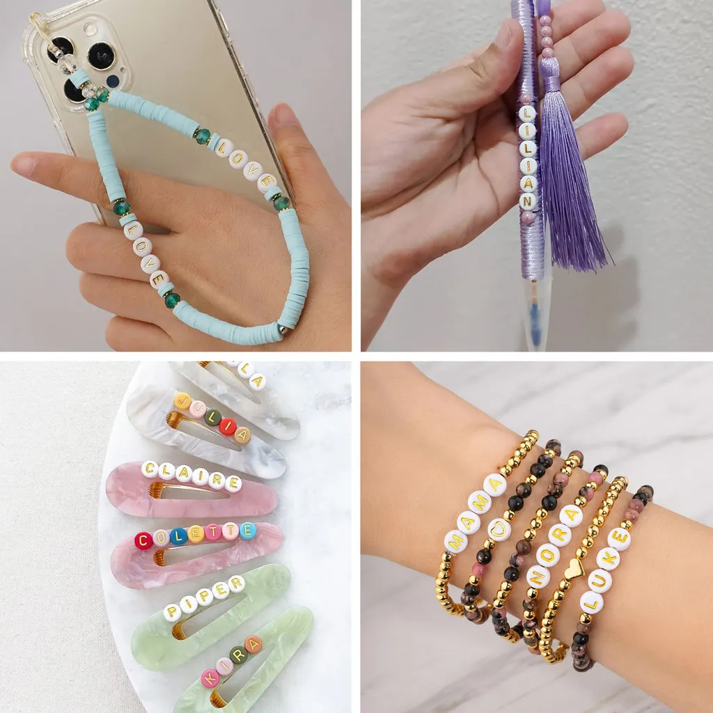 500Pcs A-Z Plating Acrylic Flat Round with Alphabet Beads Spacer Bead Golden Metal Enlaced for Bracelet Necklace Making Findings view 6