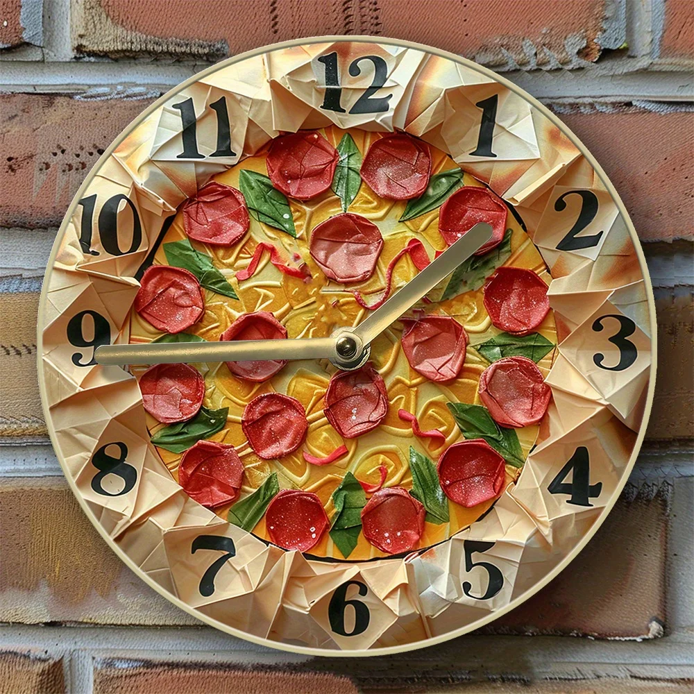 2D Effects Silent Wall Clock - Italian Pizza Theme - DIY Assembly Kit - Create & Enjoy Wall Clock Modern Design