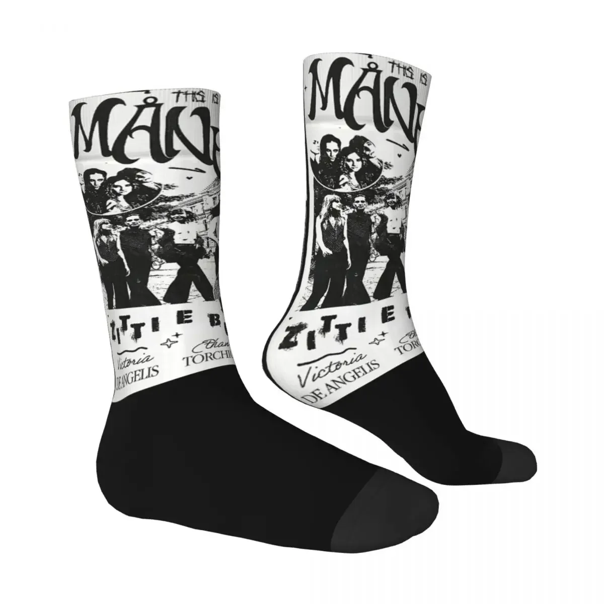 MANESKIN Socks Modern Stockings Autumn Anti Skid Women Men Socks Medium Soft Printed Outdoor Socks