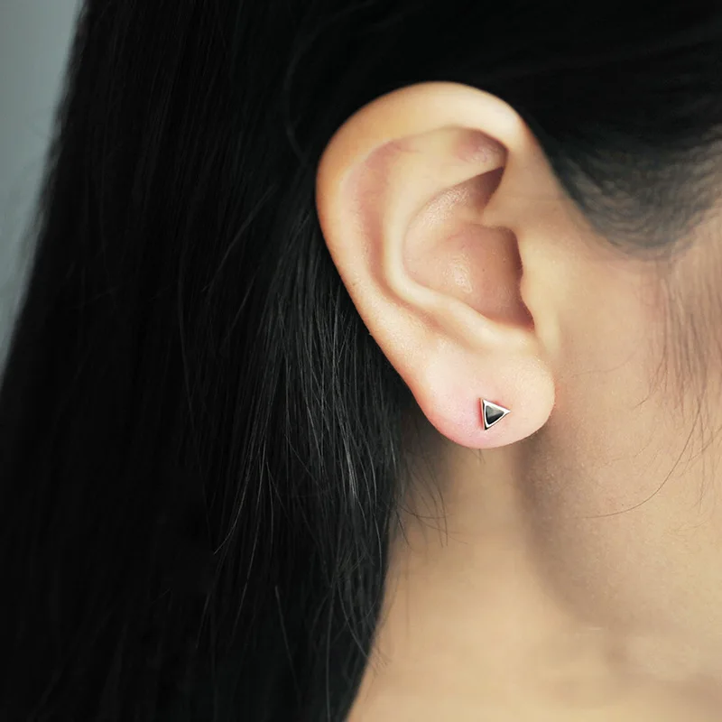 925 Sterling Silver  Drop Triangle Stud Earrings For Women Casual Style Girl Earings Personality Sterling-silver-jewelry