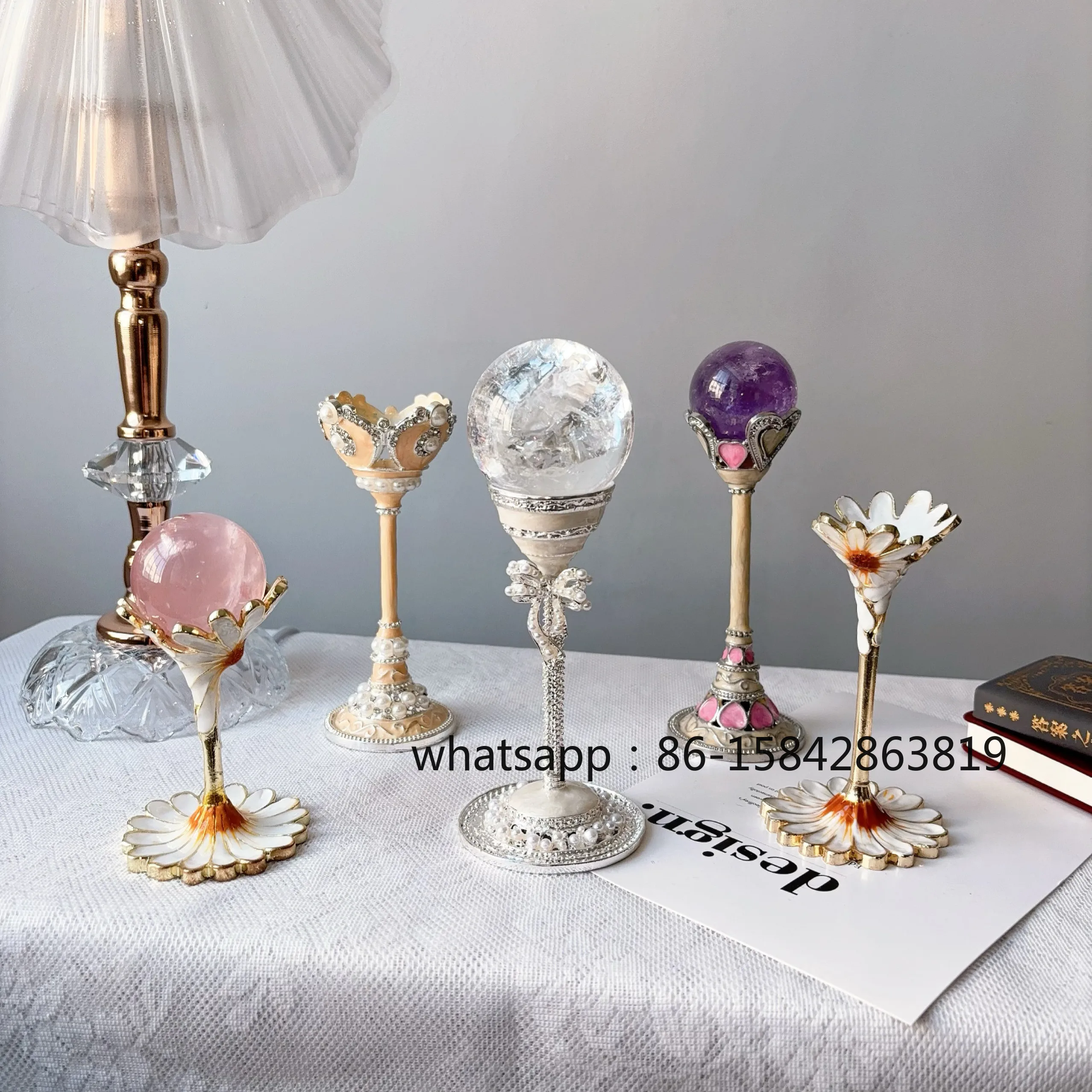 New Enamel Color Goblet, Crystal Ball Base, Bottom Bracket, Shelf, Metal Ball Bracket.