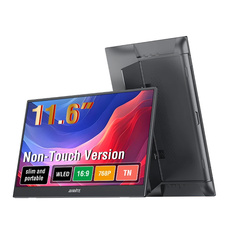 Anmite 11.6-Inch Portable Touch Monitor 768P HDR 16:9 Non-touch Optional For Xbox PS5 PS4 Switch Cell Phone PC Laptop Extensio