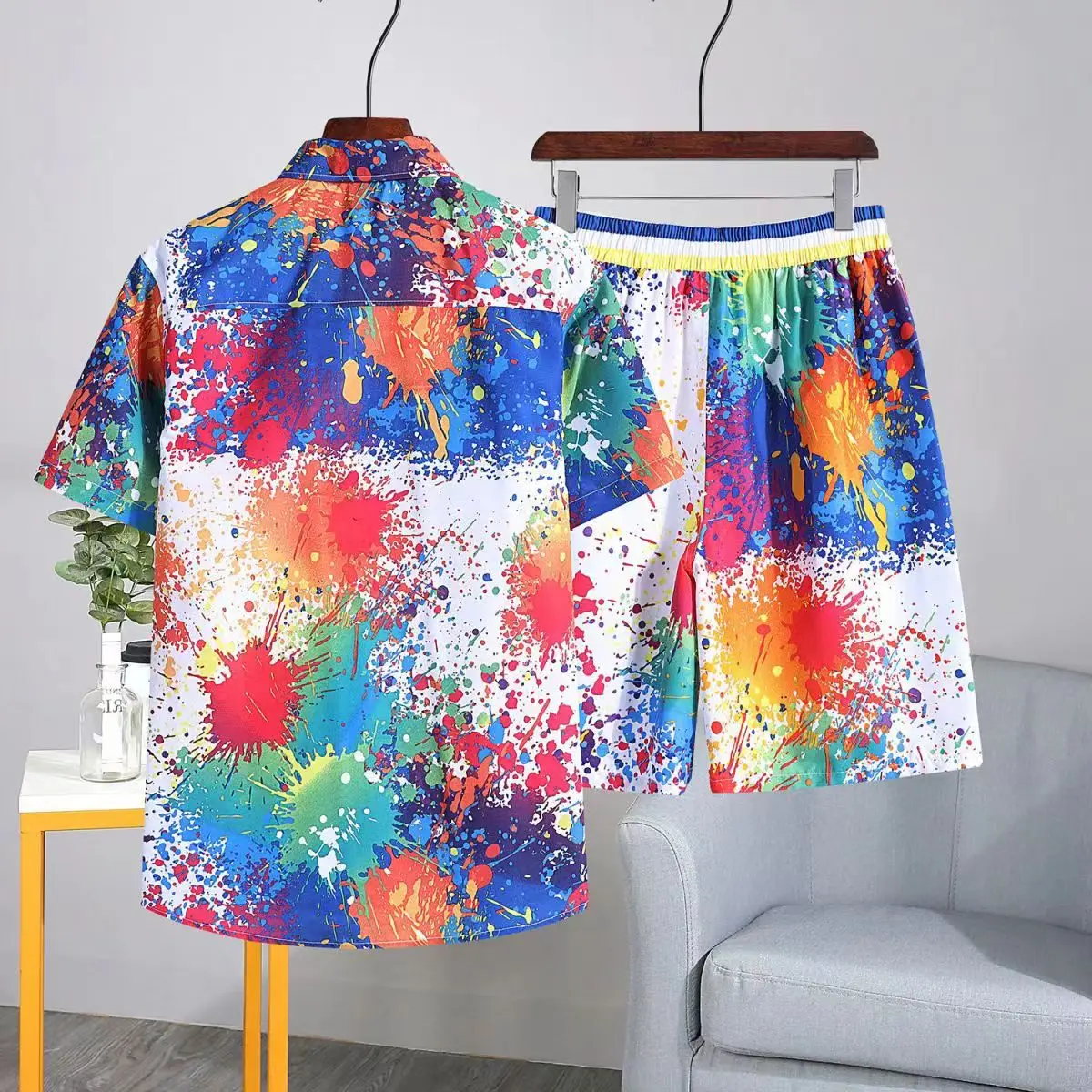 Conjunto de ropa de playa de verano para hombre, camisa hawaiana de secado rápido y pantalones cortos, ropa de moda, trajes casuales estampados, 2