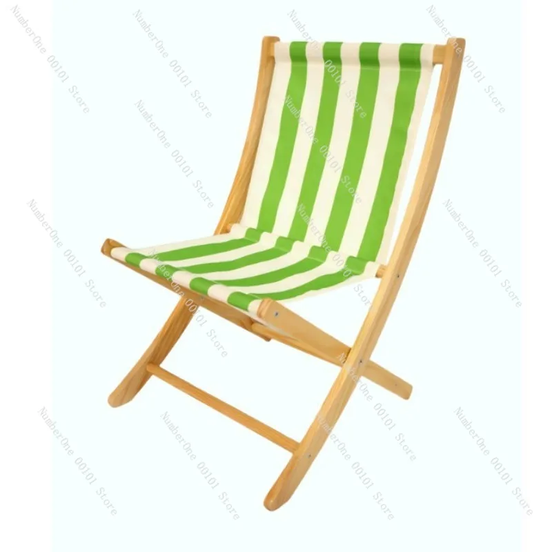 Upholstered beach chair Folding lounge chair,solid wood simple canvas lazy chair,portable outdoor lunch break home balcony chair