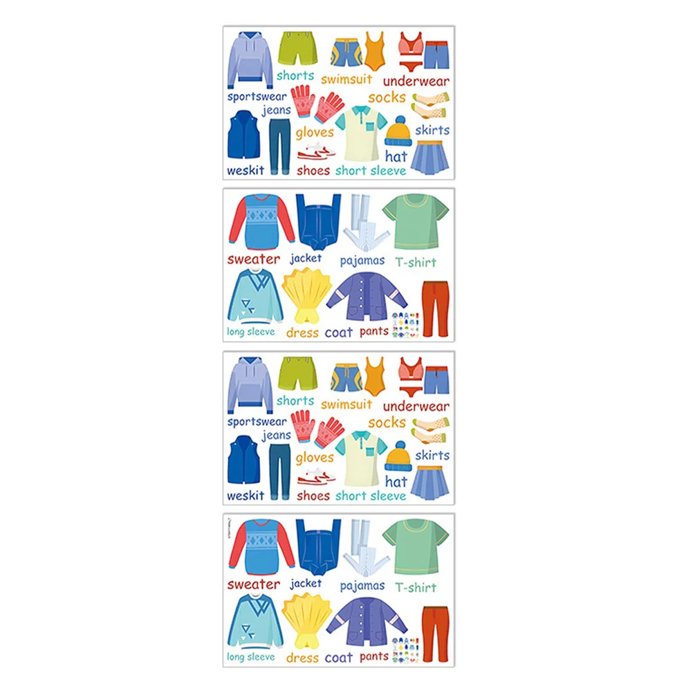 

4Pcs Wardrobe Labels Stickers Cute Clothing Classification Decals for Kids Room Organizer Removable Dresser Drawer Home Decor