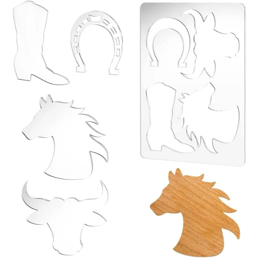 

Router Template for Woodworking Cattle Router Jig Templates Clear Acrylic Inlay Templates 4 in1 Decorative Craft Templates