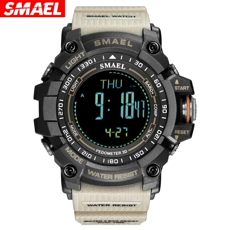 Smael Tactical Watch Men\'s Outdoor Military Electronic Watch Waterproof Multifunctional Large Dial Watch