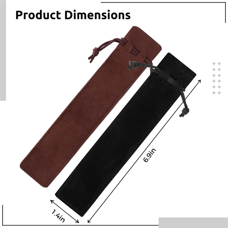 100 Uds. Bolsas de terciopelo para bolígrafos, soportes para bolígrafos con cordón, bolsas individuales para lápices de 1,4x6,9 pulgadas, bolsas multiusos para bolígrafos