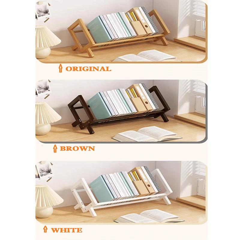 small bamboo wood book shelf white bookcase home office magazine racks portable bookshelf mini storage organizer