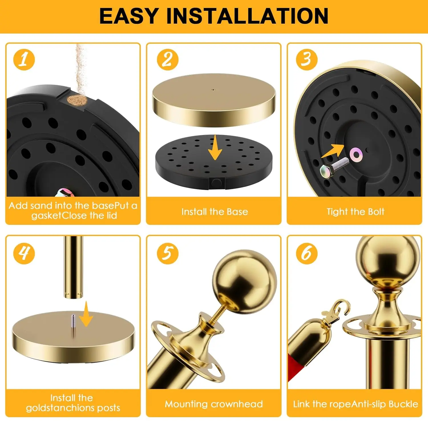 8 PCS Stainless Steel Stanchion Post Queue 5 ft Red Velvet Rope Red Carpet Ropes and Poles Crowd Control Barriers for Red