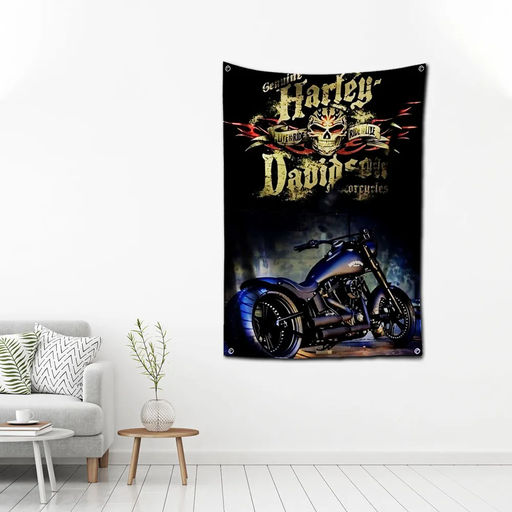 

3x5Ft Skeleton Knight Motorcycle Flag Polyester Digital Printing Banner Bedroom Tapestry for Garage Wall Art Out Door Decoration