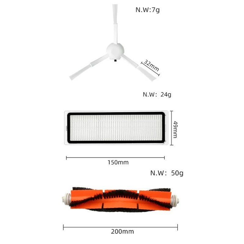 Substituição do aspirador de pó, escova lateral, filtro HEPA, escova principal, Xiaomi 1C, STYTJ01ZHM, 1T, STYTJ02ZHM