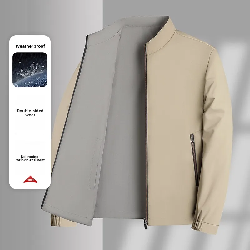 Busin Casual Double-Sided Wear Colletto alla coreana Jaet da uomo Autunno Primavera Cappotto aggiuntivo per papà di mezza età Sle