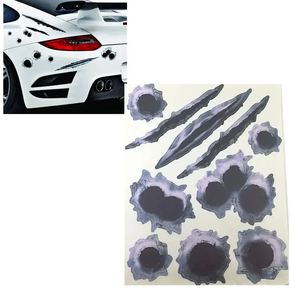 Car Stickers Simulated 3D Bullet Hole DIY Car War Styling Accessories Motorcycle Scratch Car Stickers And Decals