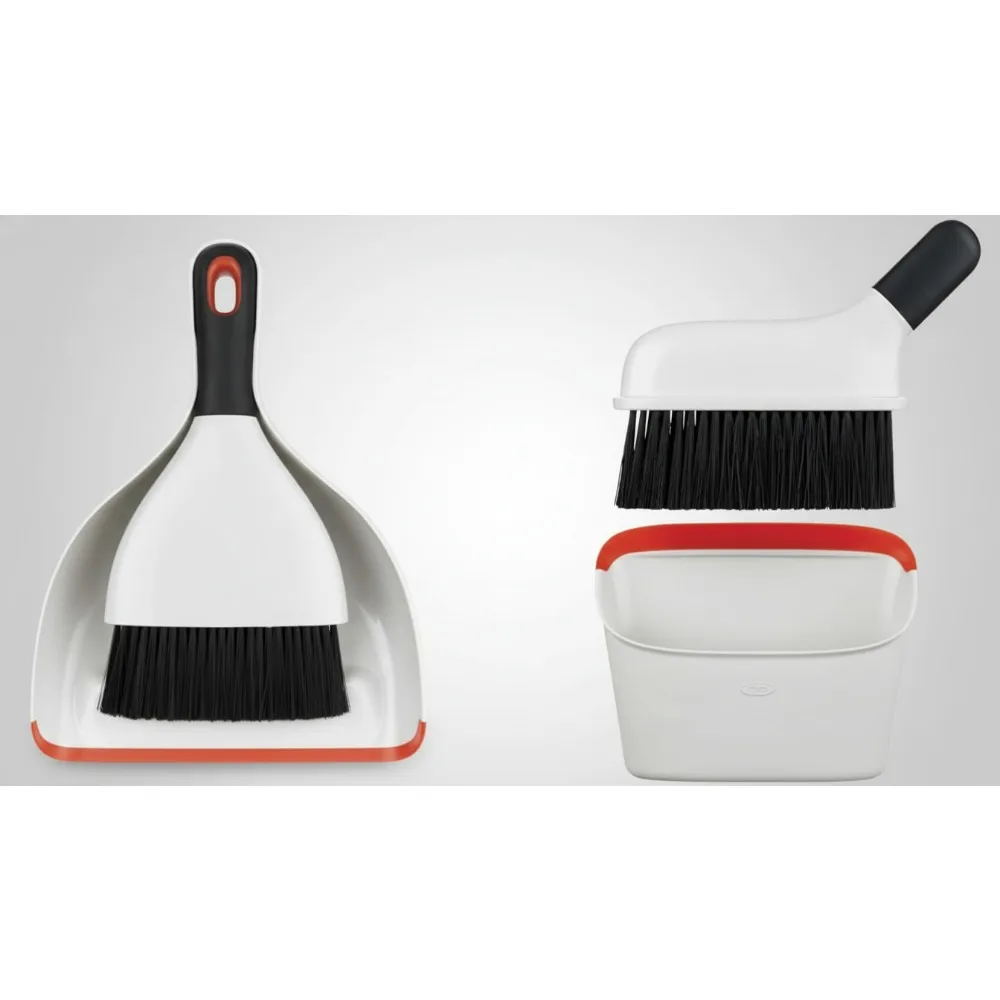 

Compact Dustpan and Brush Set with Soft Rubber Lip, Easy Corner Cleaning for Home Kitchen Bathroom