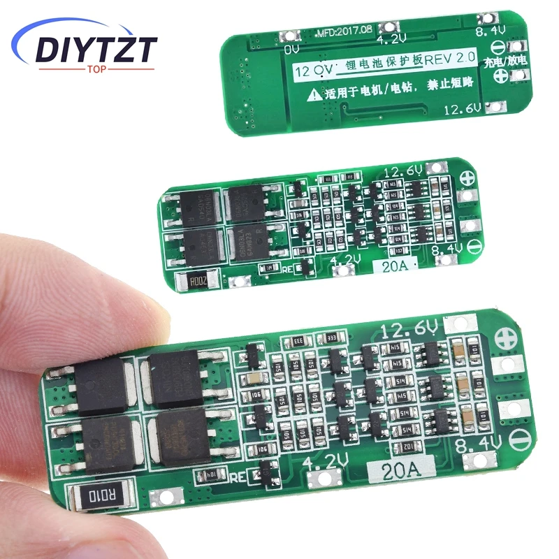 DIYTZT 3S 20A BMS 12.6V Li-ion Lithium Battery 18650 Charger PCB BMS Protection Board For Drill Motor 12.6V Lipo Cell Module