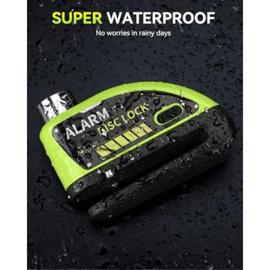 قابلة للشحن مقاوم للماء دراجة نارية مكبح قرصي قفل مع 120dB إنذار ل 7 مللي متر الفرامل الدوار وعجلة الأمن 5FT تذكير كابل أ