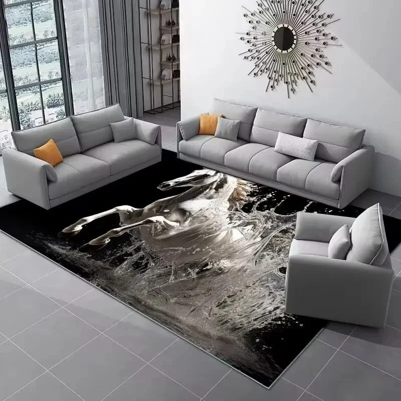 

3D ковры с животными и лошадьми для гостиной, украшения дома, большой ковер, спальня, диван, декор для гостиной, ковер, вход, нескользящий коврик