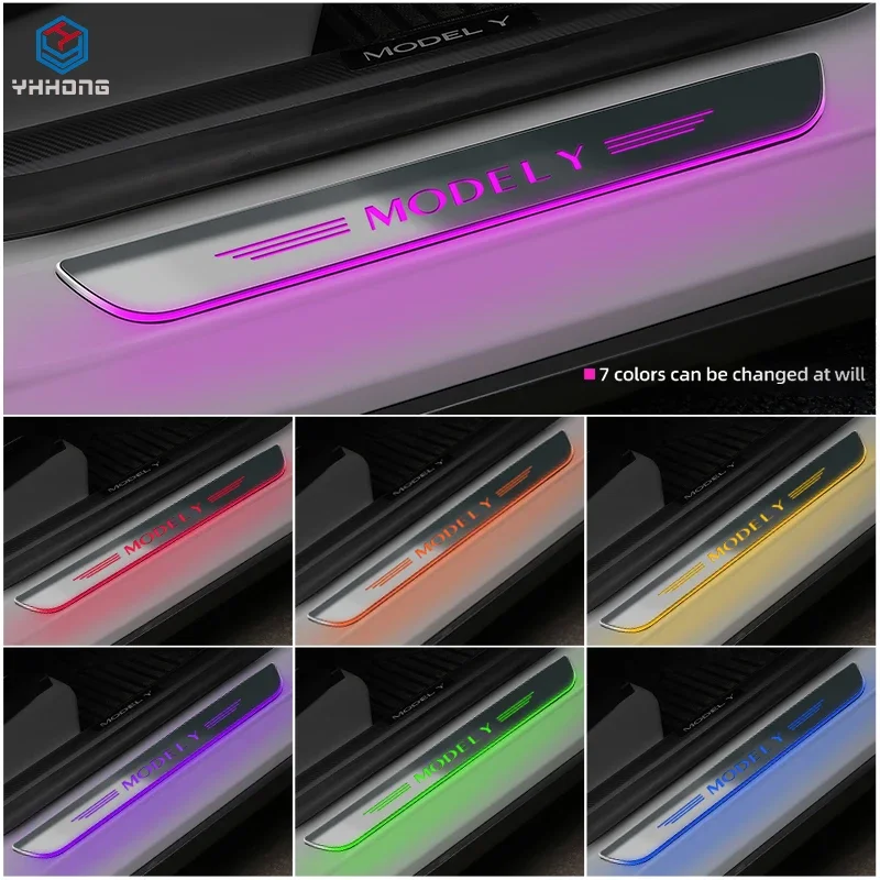 

For tesla ModelY article 3 Auto Pedal Light Sill Pathway Welcome Scuff Light Car Door Decorate Lamps