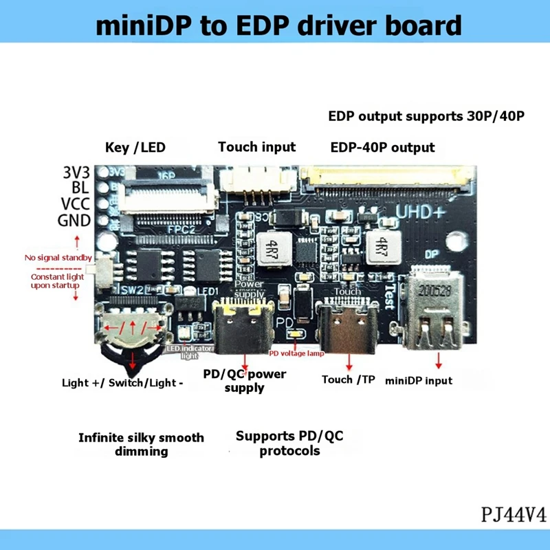 Super Sale Mini DP to EDP Driver Board 4K 120HZ 2K144HZ 165HZ 240HZ for Portable Display 1080P