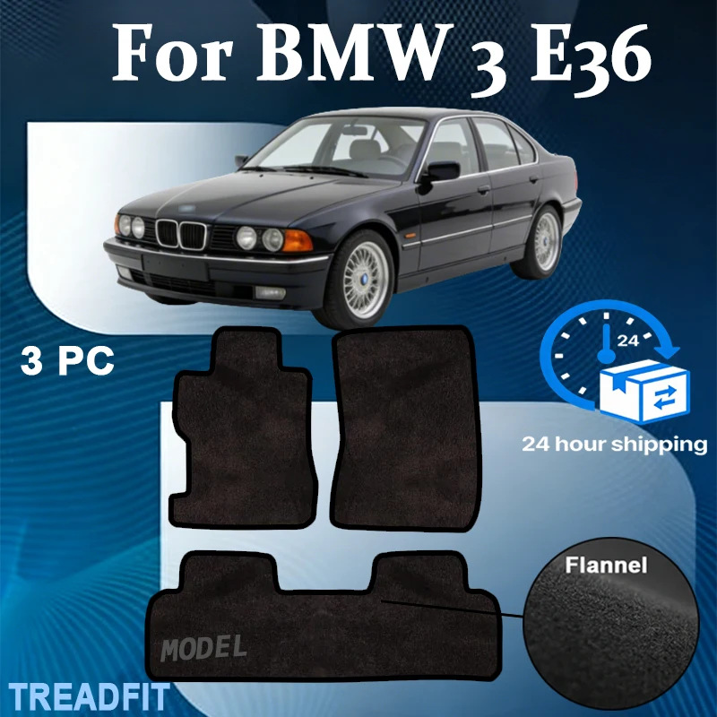 Nylon Velour front rugs for BMW 3 E36 Compact Coupe Sedan station wagon touring (1991-2000) -Black