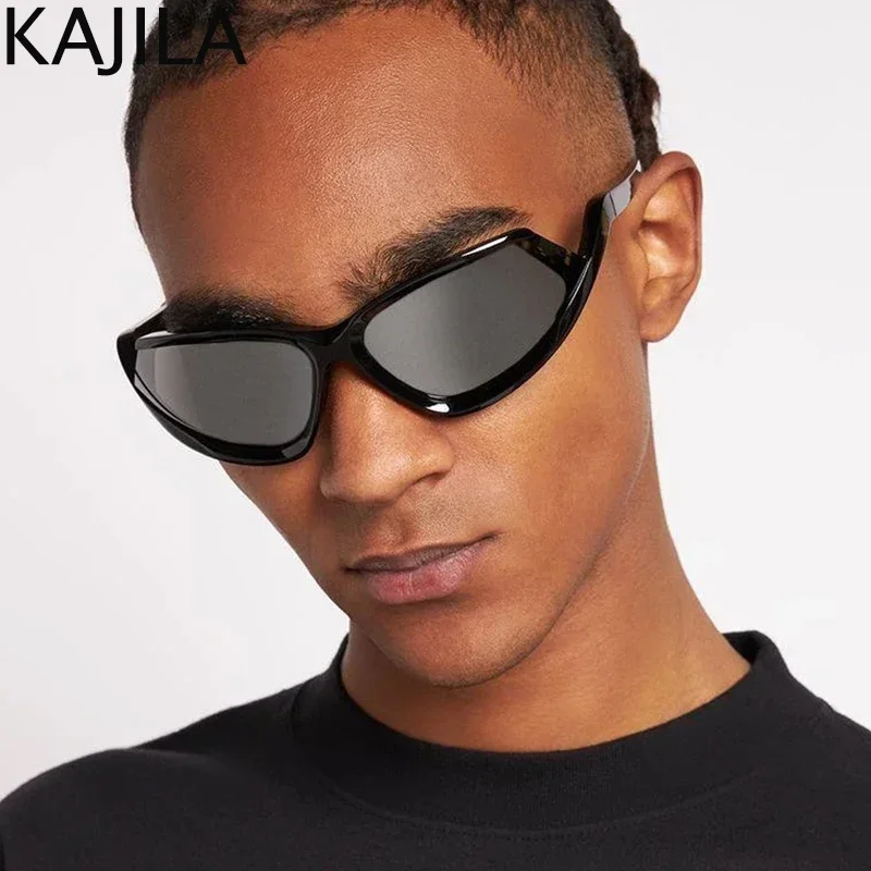 Y2K Punk Sports Cat Eye Sunglasses Women Men 2024 Luxury Brand Rectangle Sun Glasses For Ladies Goggle Shield Wrap Eyewear Shade