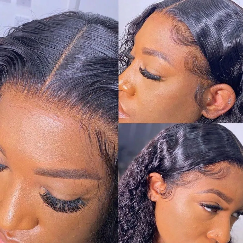 13x4 Deep Wave Human Wig Transparent Lace Front Wig Pre Plucked Brazilian Human Hair Wig 40 Inch 13x6 Lace Front Wigs Human Hair Pre Plucked With Baby Hair Natural Black