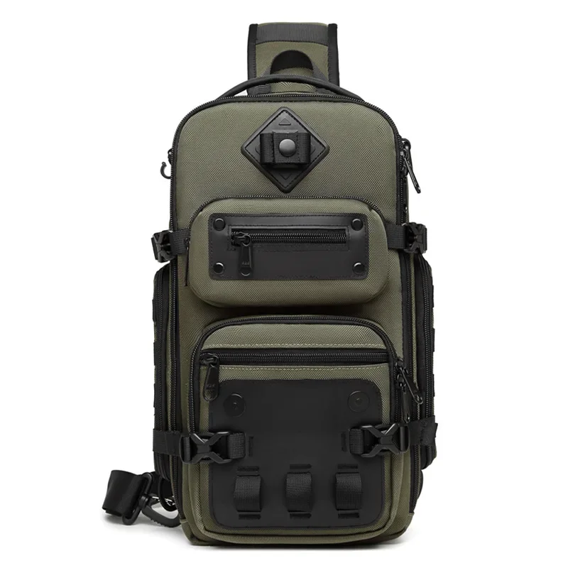 Ozuko Torby na brzuch Męska torba na klatkę piersiową Outdoor Tactical One Shoulder Crossbody Bag Wodoodporna torba sportowa o dużej pojemności dla mężczyzny