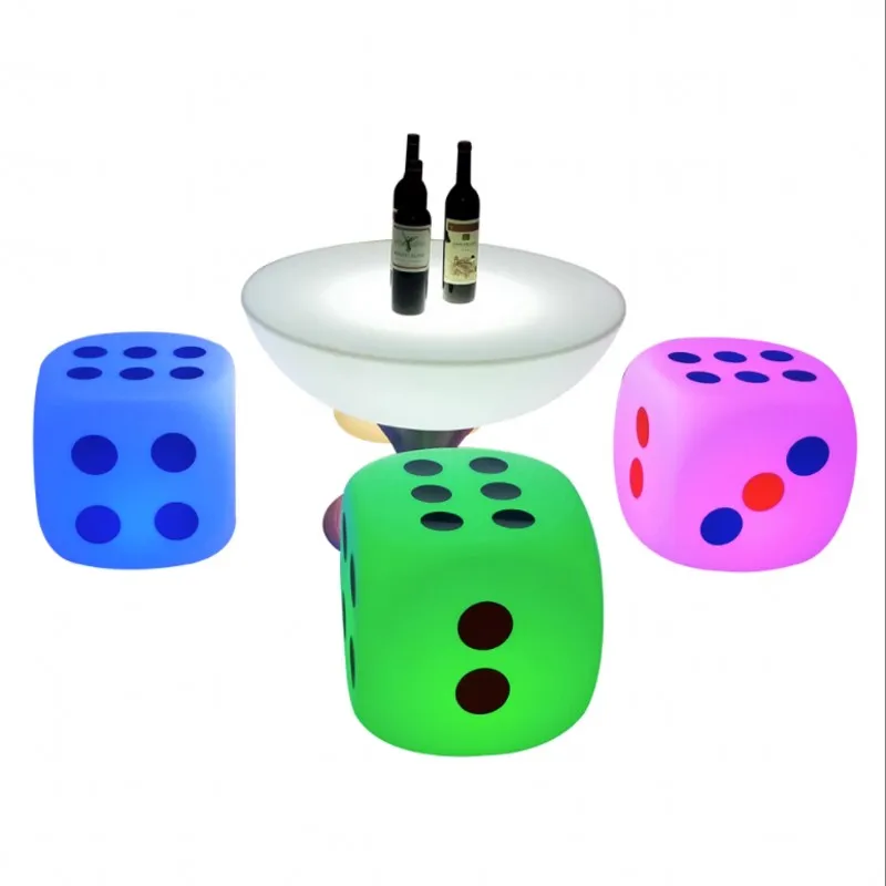 

40CM LED Luminous Dice Cube Bar Stool Rechargeable Waterproof Glowing Chair For Nightclub Wedding Birthday Christmas Decoration