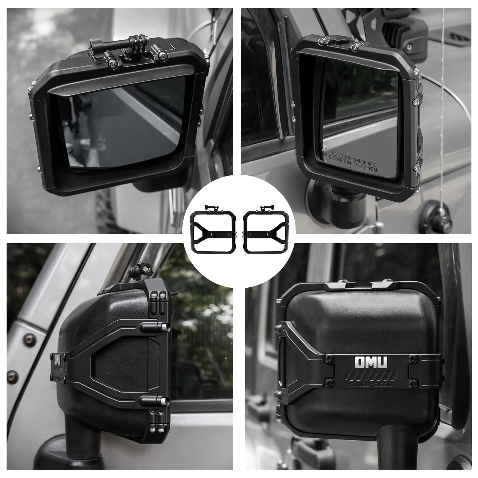 Aluminum Side Mirror Rain Visor Semi-Enclosed Frame For Jeep Wrangler JK JKU 2007-2017 OMU 4x4 Off-Road Exterior Accessories