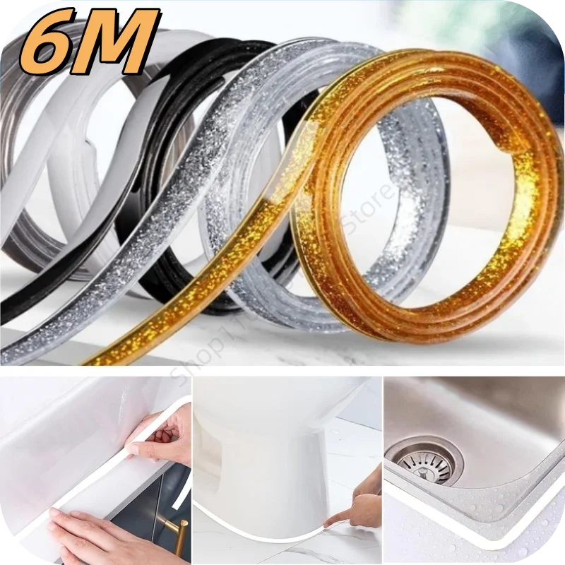 6M Ceramic Tile Gap Tape Kitchen Bathroom Waterproof Beautiful Seam Self-Adhesive Sticker Wall Floor Gap Line Decorative Strip