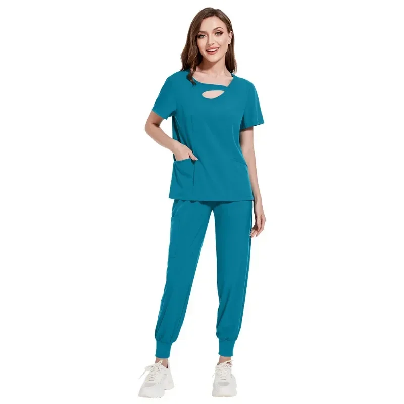 Spa Uniform Salon Nursing Scrub Woman Joggers Scrubs Nurse Uniform Medical Scrubs Short Sleeve Blouse Dentiste Work Wear