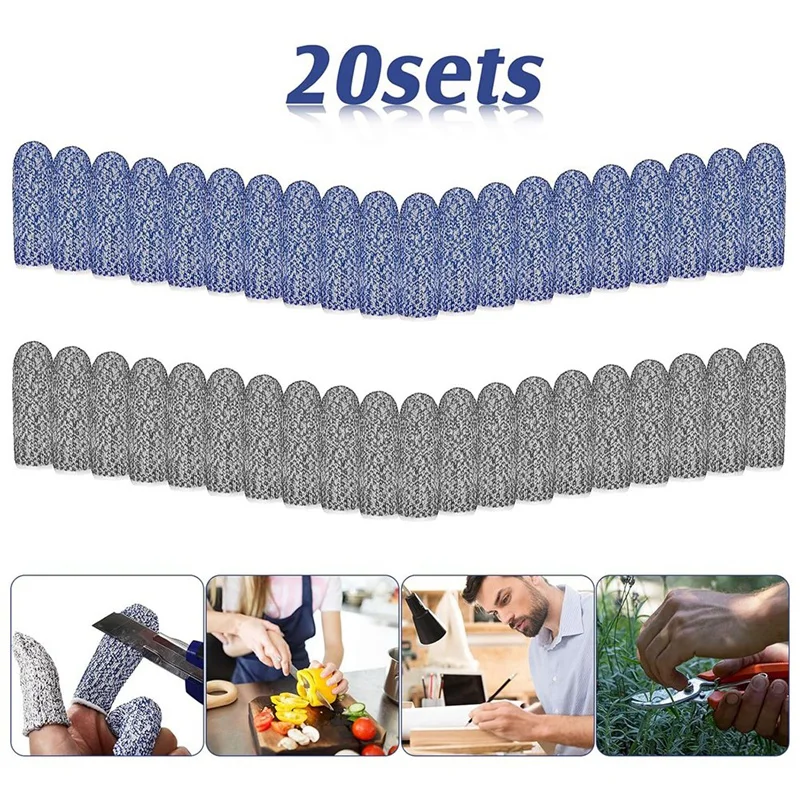 40 Pcs Finger Cots Cut Resistant Protector Anti Cut Fingertips Finger Sleeve Reusable Finger Covers Thumb Finger