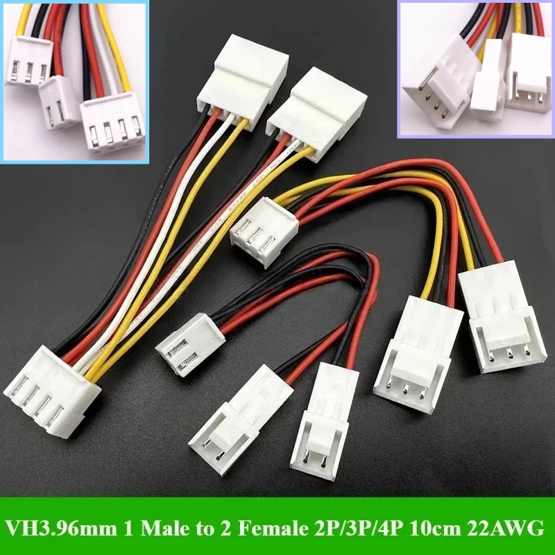 

2/5/10Pcs/lot Fan Cable GPU VH3.96mm 1 Male to 2 Female 2P/3P/4P Connector Cable Lead Y Splitter Split Two Fan Wire 10cm 22AWG