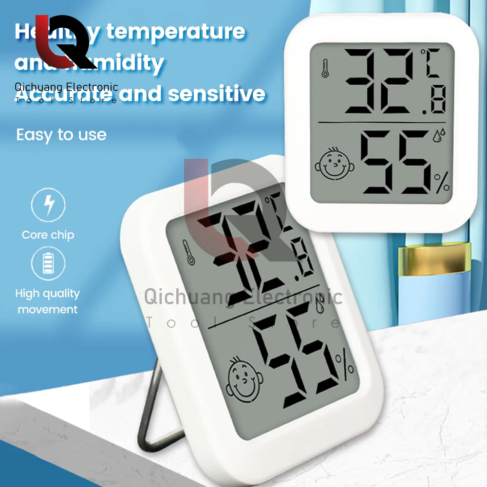 1 Stück Digital Temperatur Hygrometer hohe Präzision LCD Digital Thermometer mit Metallst änder tragbare Heim zubehör Weiß