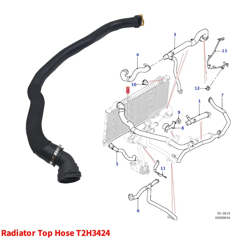【بدء رحلة التسوق الخاصة بك】T2H3424 أنبوب أنبوب مياه مبرد السيارة العلوي لجاكوار XE X760 2015-XF X260