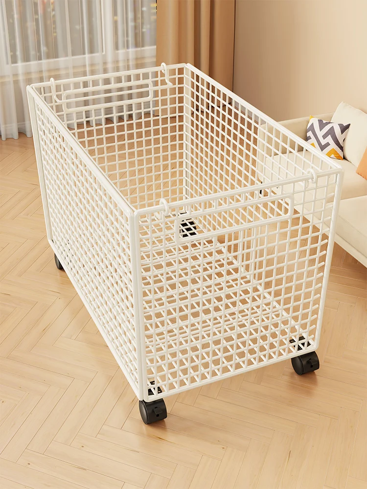 

Large Capaci Toy Storage Box with Wheels Doll Organizer Basket Moving Storage Bin European Sle Metal Material Universal Use