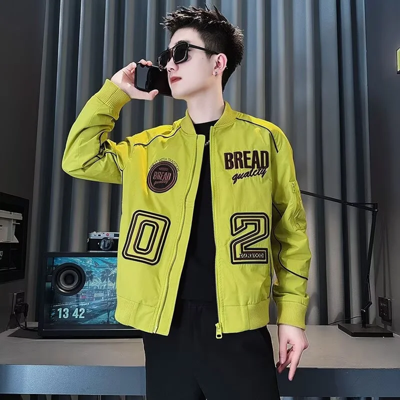 

Men's Baseball Jaet 2025 New Sle Casual Coat Autumn Spring Faion Brand Slim Fit Embroidered Zipper Closure Windproof