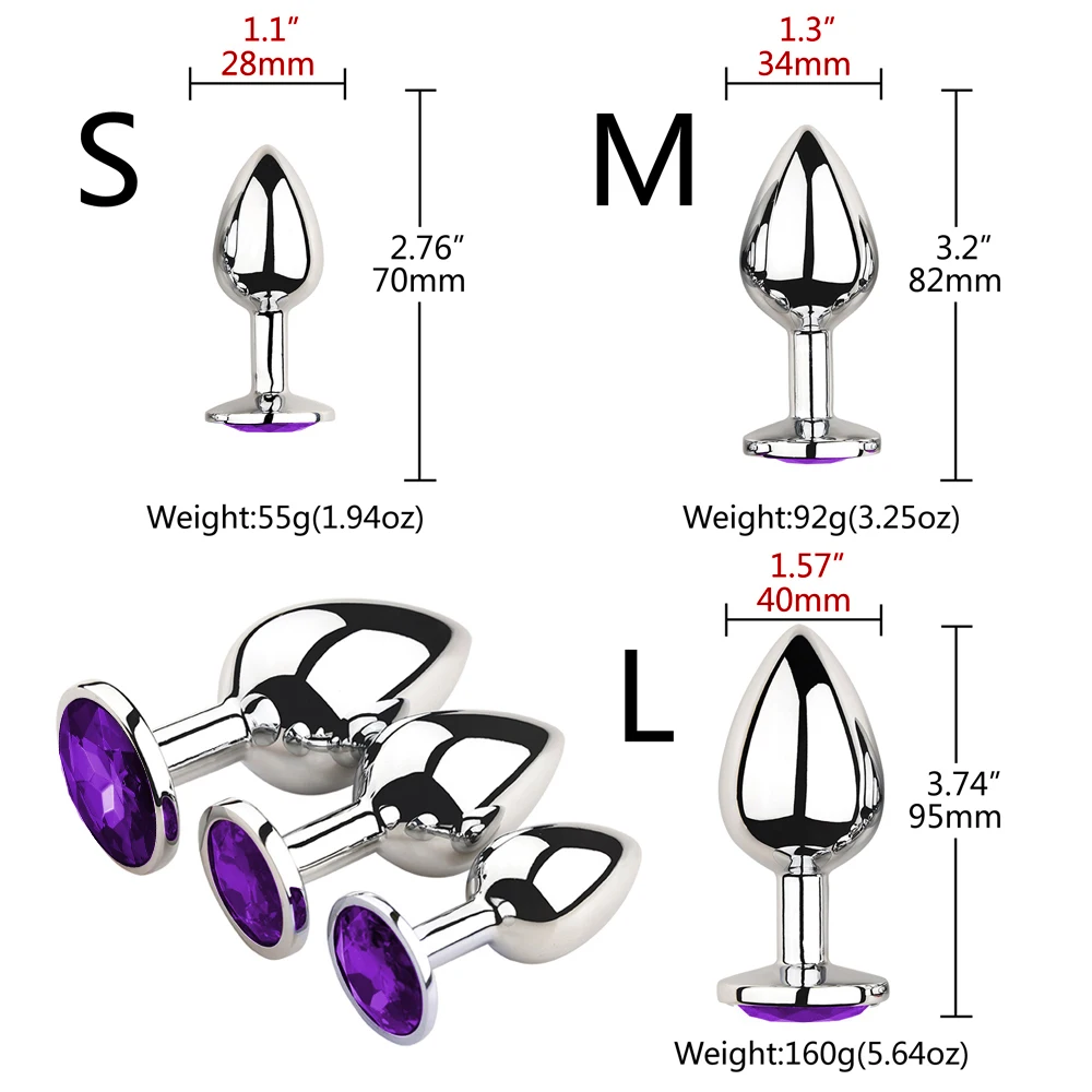 1 ชิ้น, โลหะ anal plug ฐานเครื่องประดับ, สามเณรผู้เล่นอาวุโส 5 ขนาด, ก้นนวด g-point, ของเล่น