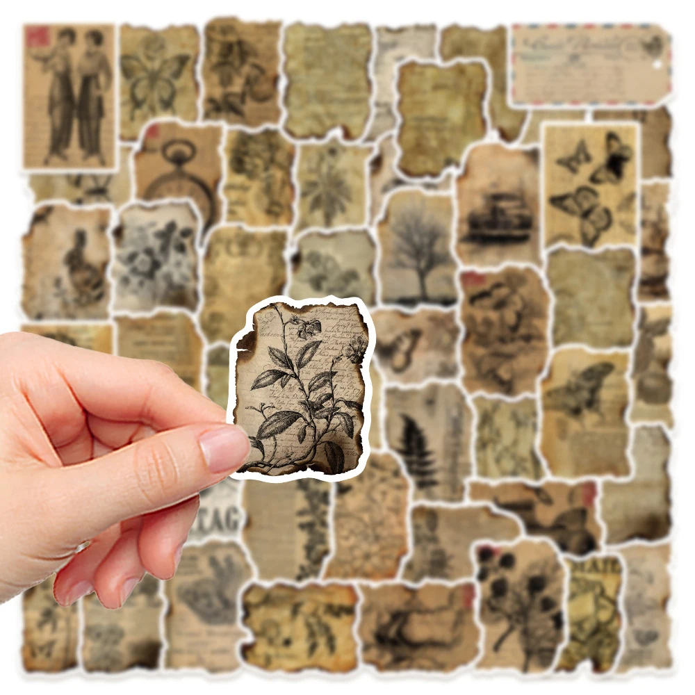 10/30/50pcs Vintage Art Manuscript Stickers Funny Graffiti Sticker DIY Skateboard Phone Notebook Creative Retro Style Decals Toy