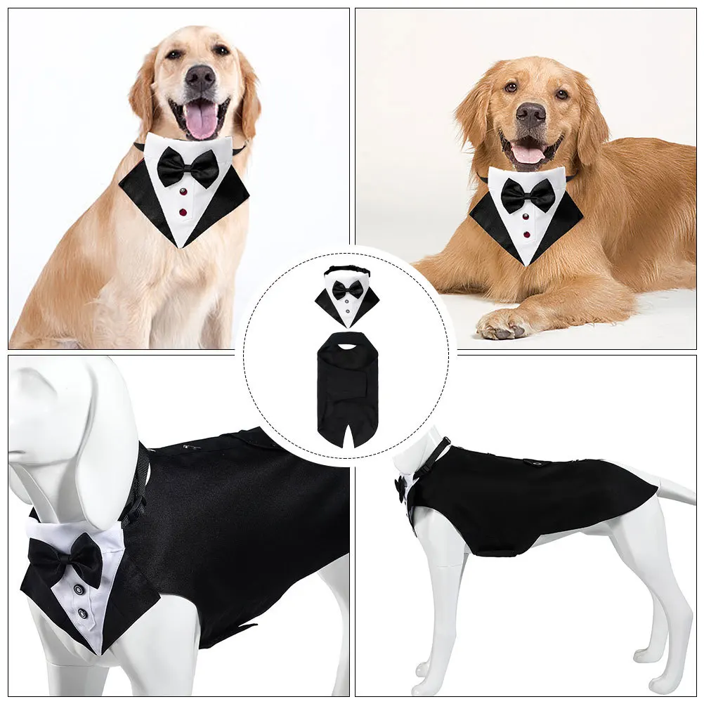 

1Set Dog Suit Tuxedo Kit Adjustable Formal Pet Costume Wedding Party Birthday Gift Comfortable Bandana Shirt Attire