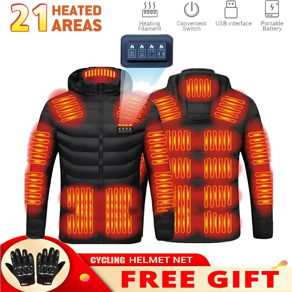 

Winter Heated Jacket 21 Areas USB Men's Heating Jacket Women's Warm Vest Heated Vests Coat Hunting Hiking Camping Autumn Male