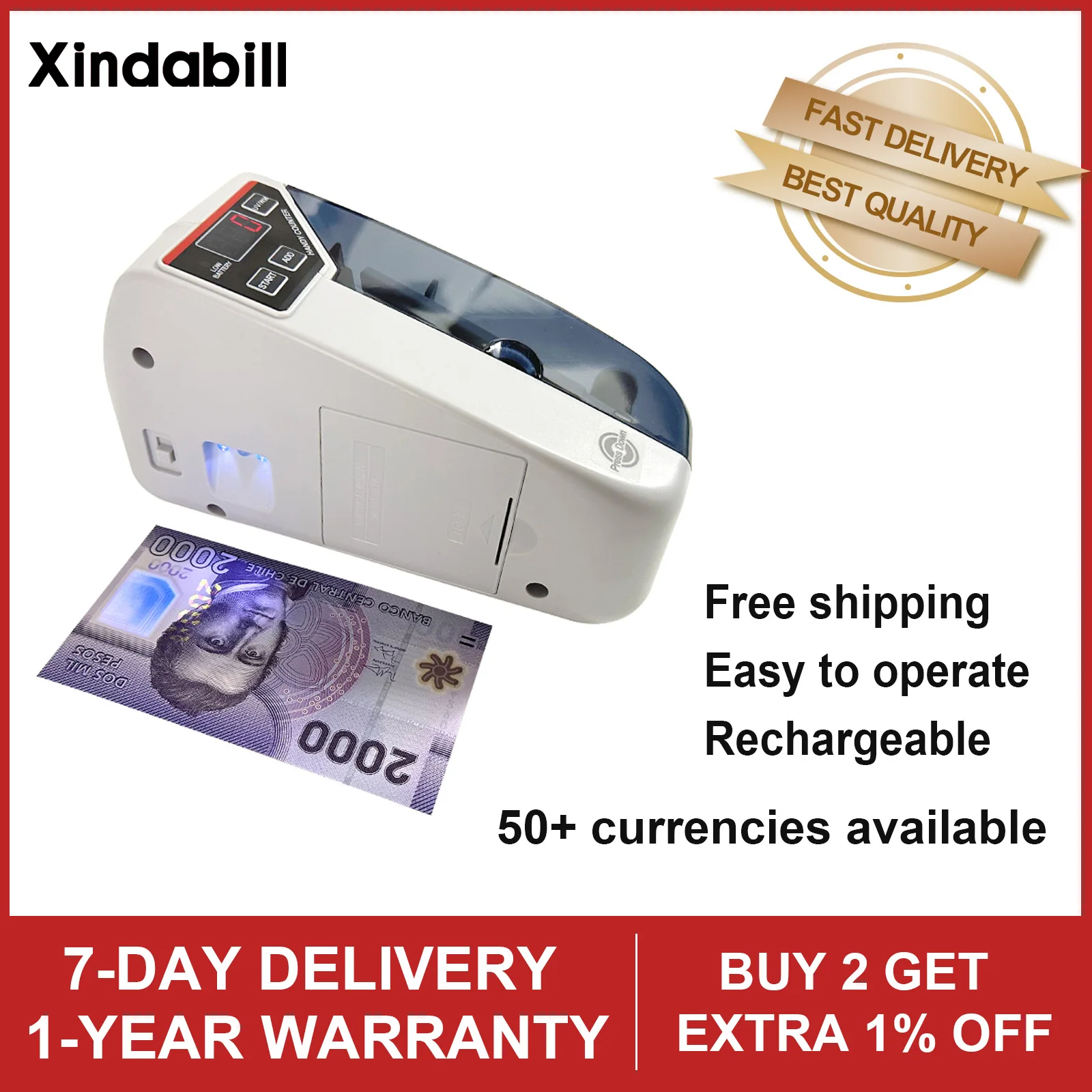 

New V30 Portable Mini Money Counting Machine LED Display Paper Currency Cash Banknote Handy Bill Counter with UV Light