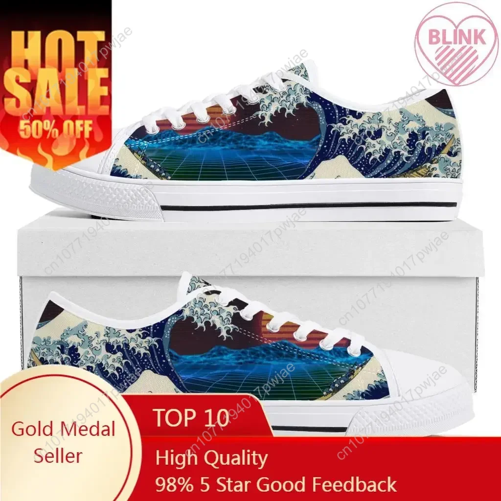 The Great Wave off Kanagawa Printmake Low Top Sneakers High Quality Mens Womens Teenager Canvas Sneaker Couple Shoes Custom Shoe