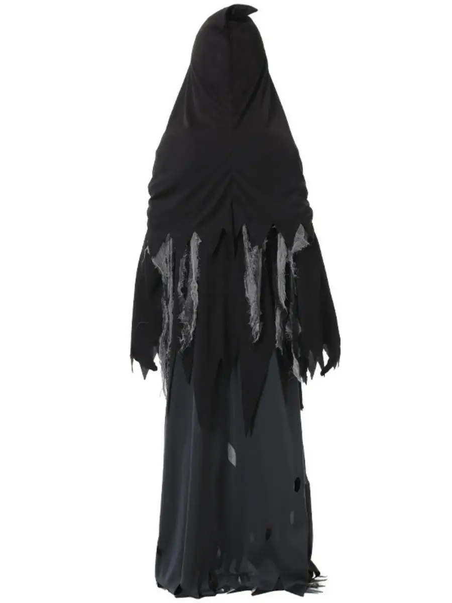 loween Children's Costume Torn Cloth Death God Robe Red Eye Monster Terror Ghost Dr up Clothing Scythe Set Polyester
