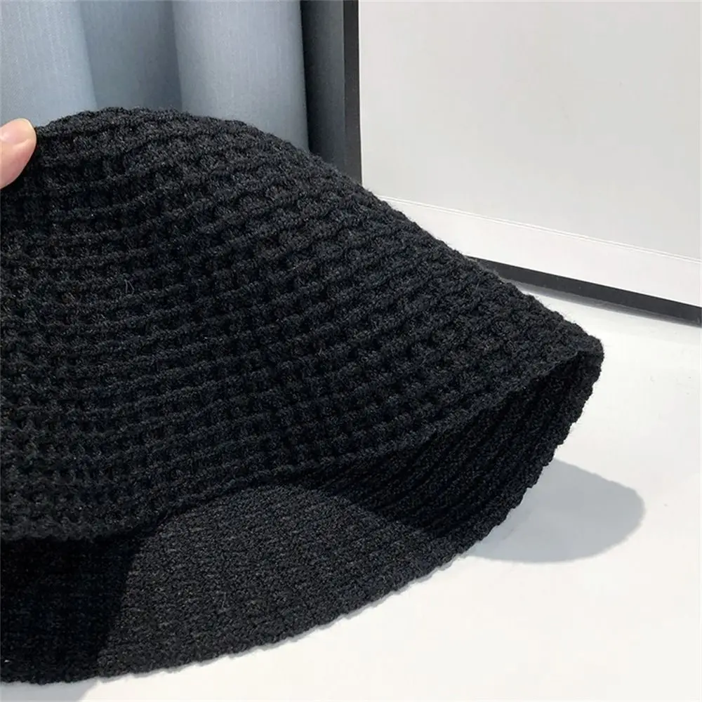 Soft Knit Buket Hat Casual Warm Crochet Knitted Beanie Cap Skull Hat Autumn Winter