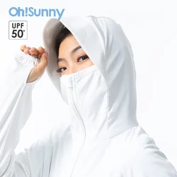 Ohsunny esporte ao ar livre moda anti uv roupas de refrigeração protetor solar com capuz cor sólida luz respirável solto proteção solar casacos