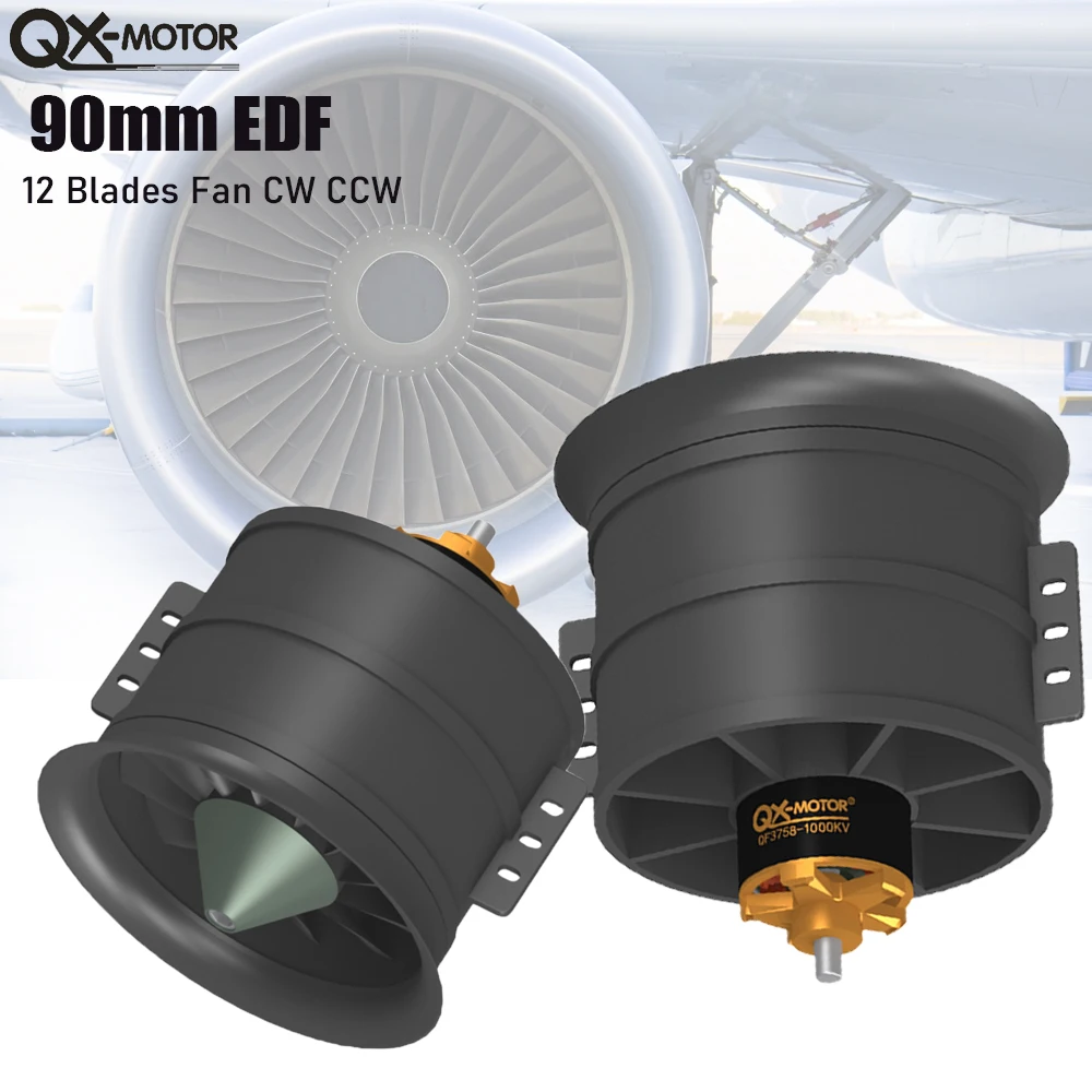 

QX-MOTOR 90mm EDF QF3748 QF3758 12Blades Fan CW CCW with Brushless Motor use 100A 160A 120A ESC For RC Helicopter Jet plane Part