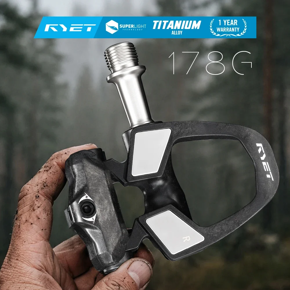 RYET Carbon Clip-in Road Bike Pedals, 178g Ultralight CNC Titanium Spindle DU+3 Bearings 6° Float Anti-Slip Self-locking Pedals view 5