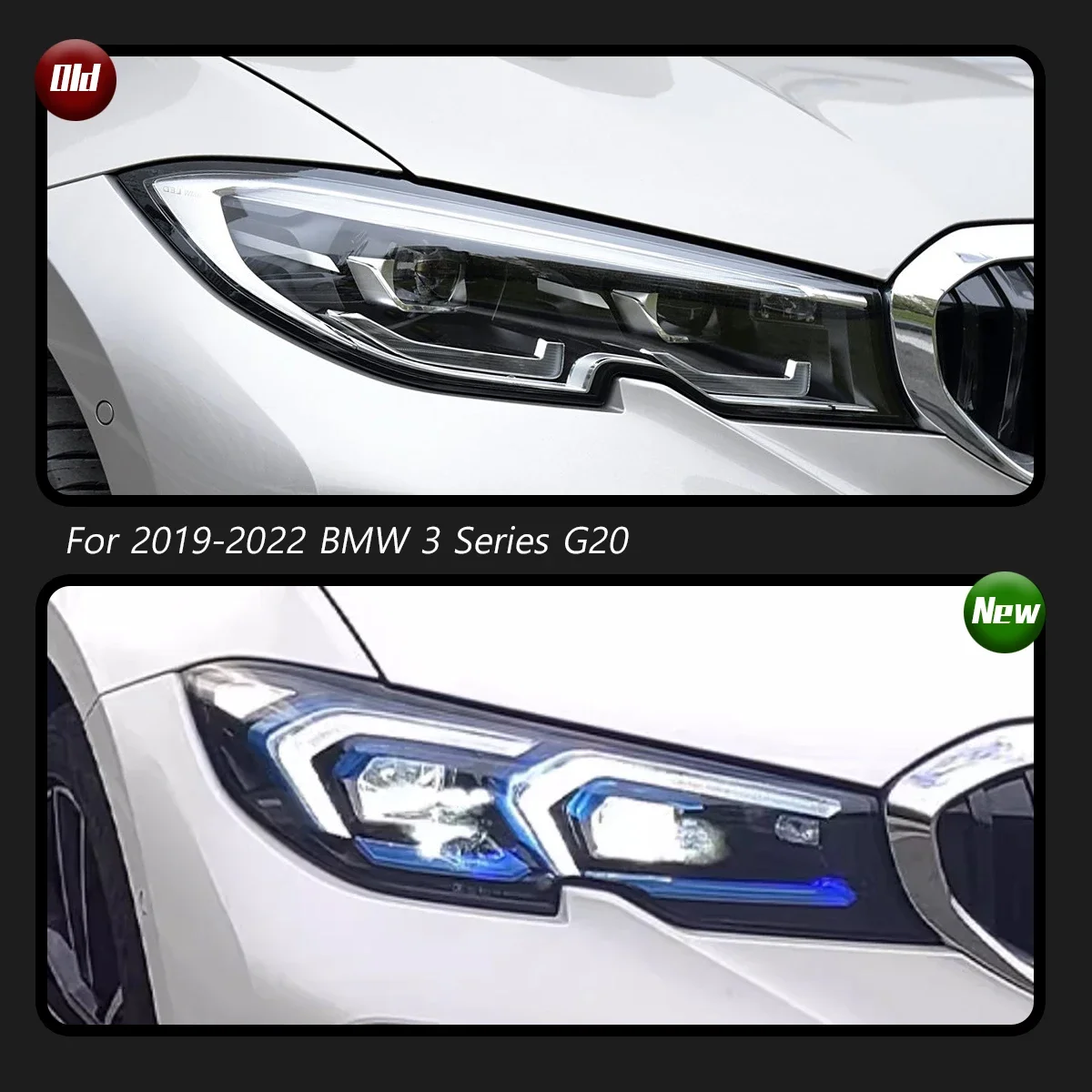 TYPY auto světel pro BMW 3čepel řada g20 světlomety G28 2019-2022 LED projetor hlava lampa během dne běžecký lehký auto příslušenství